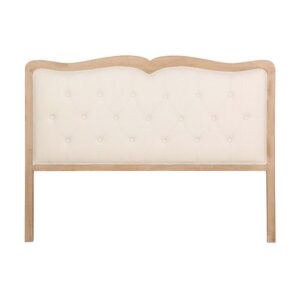 800117 Cabecero de diseño clásico 160 madera y tapizado capitoné lino beige