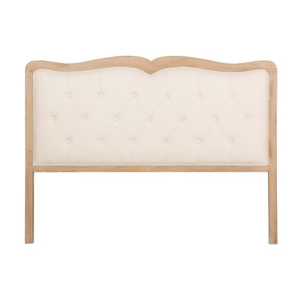 800117 Cabecero de diseño clásico 160 madera y tapizado capitoné lino beige