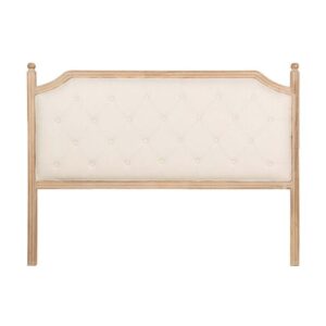 800118 Cabecero de diseño clásico 160 madera y tapizado capitoné lino beige