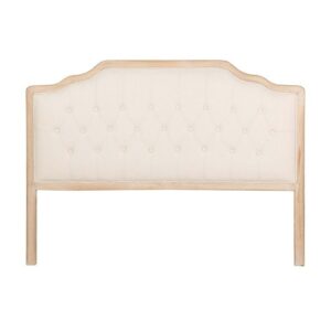 800119 Cabecero de diseño clásico 160 madera y tapizado capitoné lino beige