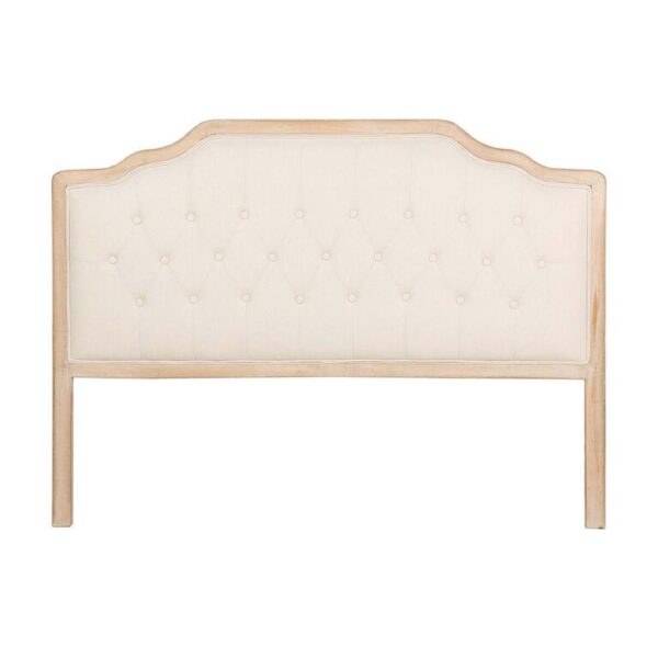 800119 Cabecero de diseño clásico 160 madera y tapizado capitoné lino beige