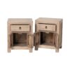 GM943 Pareja de mesitas de noche diseño oriental 47 madera de pino acabado natural