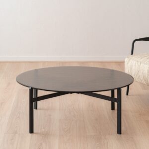 34AC25052G Mesa de centro de diseño moderno 92 cristal texturizado y metal negro