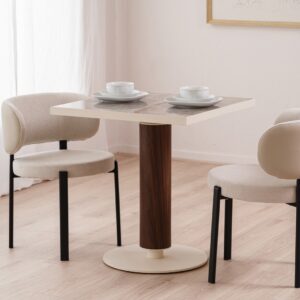 34AC25586 Mesa cuadrada CAFÉ diseño moderno 70 porcelánico y nogal