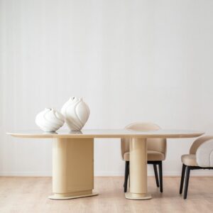 34AC25590 Mesa de comedor gran tamaño diseño moderno DUNE 230 porcelánico y lacado