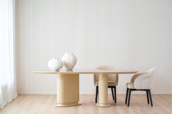 34AC25590 Mesa de comedor gran tamaño diseño moderno DUNE 230 porcelánico y lacado