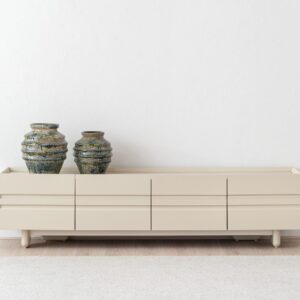 34AC25585CB Mueble de televisión de diseño moderno EO 200 porcelánico y beige brillo