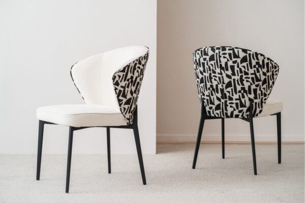34DF2413N Silla de diseño moderno EVA tapizado marfil y negro geométrico