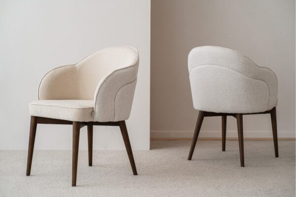 34IH2391BW Silla de diseño moderno ROMA tapizado marfil patas madera