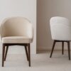 34IH2391BW Silla de diseño moderno ROMA tapizado marfil patas madera - Imagen 2