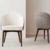 34IH2391CW Silla de diseño moderno ROMA tapizado marfil y tostado patas madera - Imagen 2