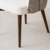 34IH2391CW Silla de diseño moderno ROMA tapizado marfil y tostado patas madera - Imagen 4