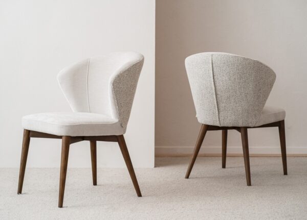 34DF2413W Silla de diseño moderno EVA tapizado beige y gris patas madera