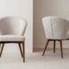 34DF2413W Silla de diseño moderno EVA tapizado beige y gris patas madera - Imagen 2