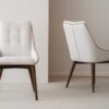 34DF2445CW Silla de diseño moderno MIA tapizado marfil patas madera - Imagen 2