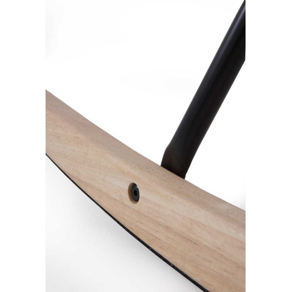 11583 Sillón mecedora diseño moderno tapizado blanco y patas madera