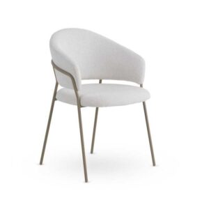 11627 Silla con reposabrazos diseño moderno metal topo y tapizado crema