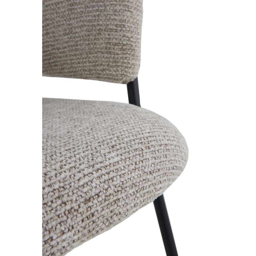 11629 Silla con reposabrazos diseño moderno metal negro y tapizado beige