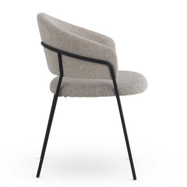 11629 Silla con reposabrazos diseño moderno metal negro y tapizado beige