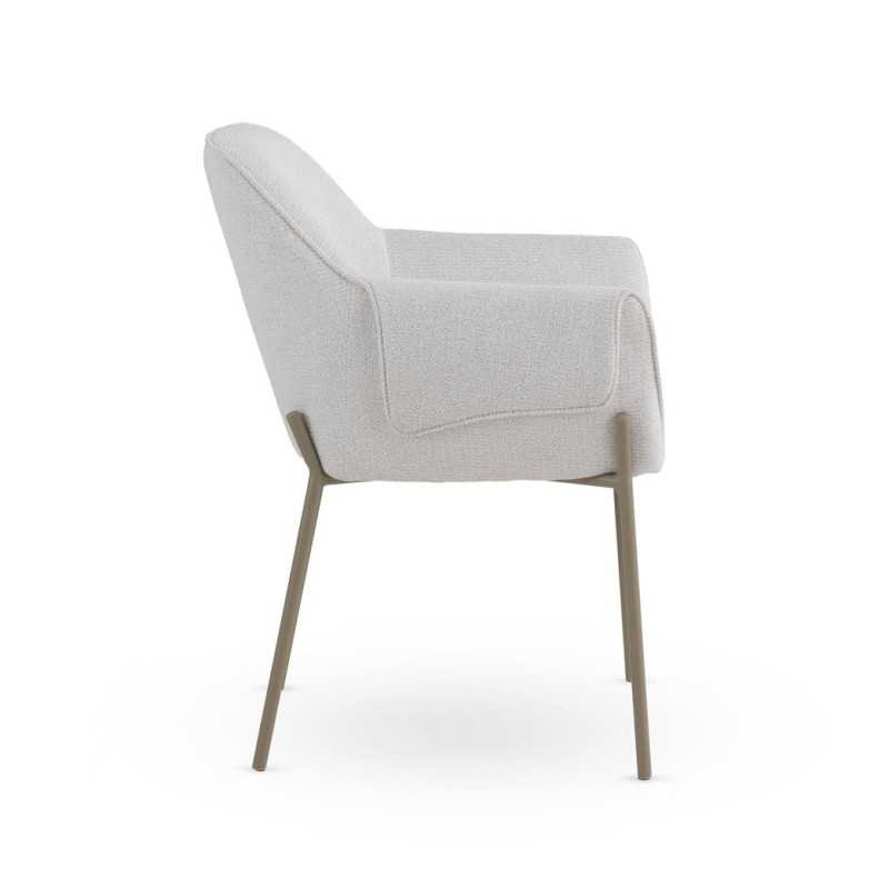 11631 Silla con reposabrazos diseño moderno metal topo y tapizado crema