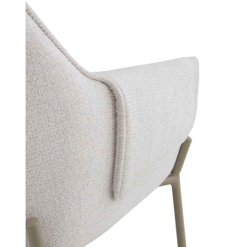 11631 Silla con reposabrazos diseño moderno metal topo y tapizado crema