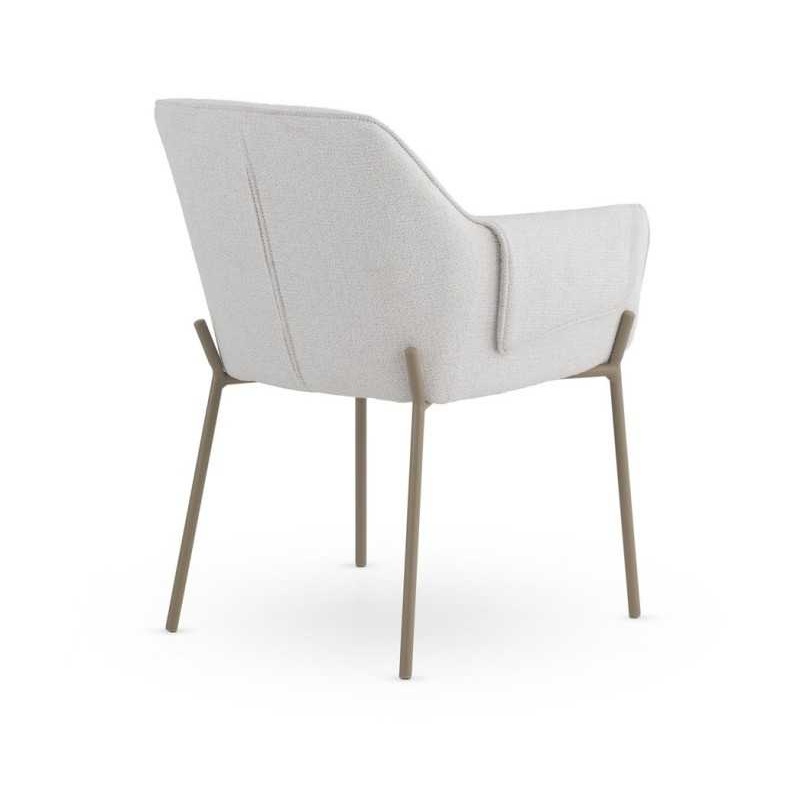 11631 Silla con reposabrazos diseño moderno metal topo y tapizado crema