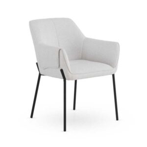 11632 Silla con reposabrazos diseño moderno metal negro y tapizado crema