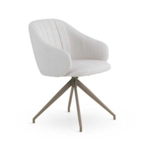 11635 Silla giratoria con reposabrazos diseño moderno metal topo y tapizado crema