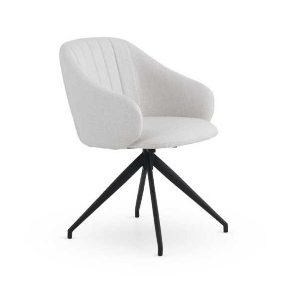 11636 Silla giratoria con reposabrazos diseño moderno metal negro y tapizado crema