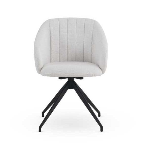 11636 Silla giratoria con reposabrazos diseño moderno metal negro y tapizado crema