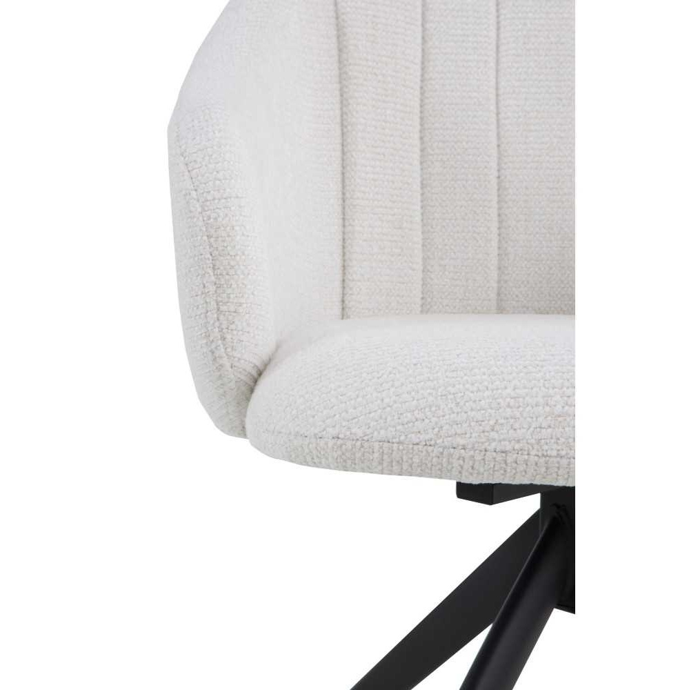 11636 Silla giratoria con reposabrazos diseño moderno metal negro y tapizado crema
