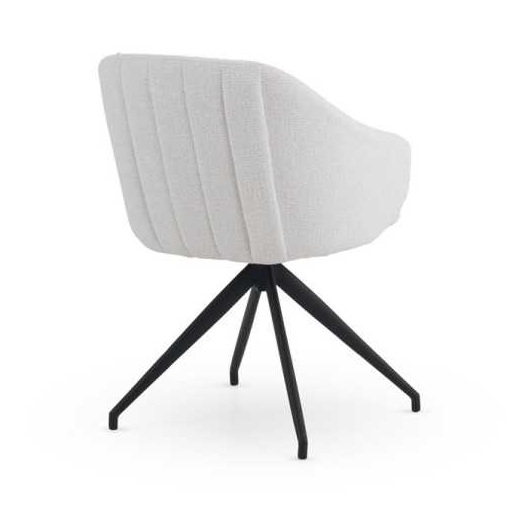 11636 Silla giratoria con reposabrazos diseño moderno metal negro y tapizado crema