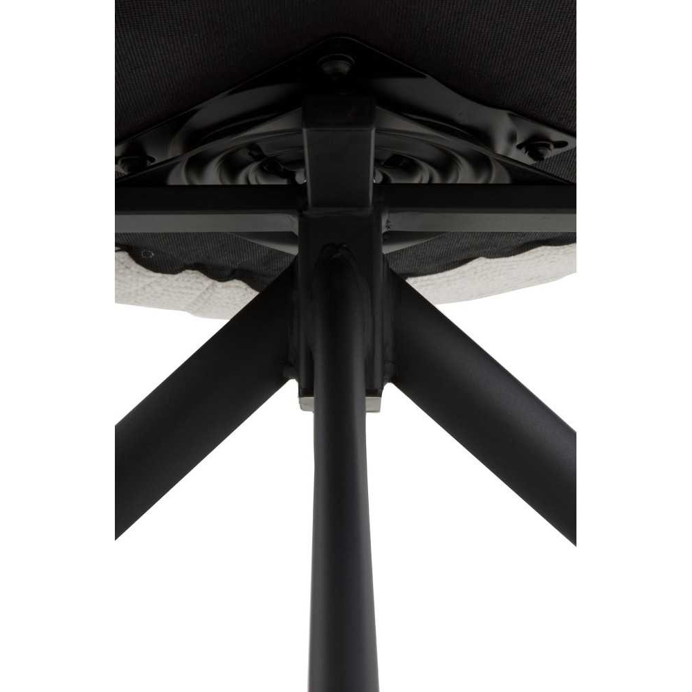 11636 Silla giratoria con reposabrazos diseño moderno metal negro y tapizado crema