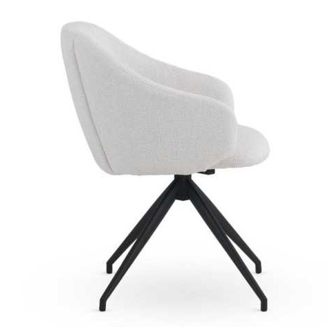 11636 Silla giratoria con reposabrazos diseño moderno metal negro y tapizado crema
