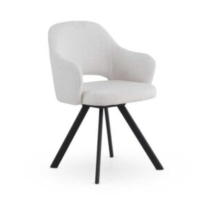 11640 Silla con reposabrazos diseño moderno metal negro y tapizado crema