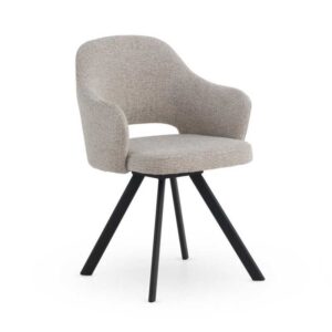 11641 Silla con reposabrazos diseño moderno metal negro y tapizado beige