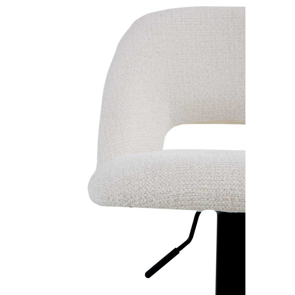 11643 Taburete alto regulable en altura de diseño moderno tapizado crema y base metal negro