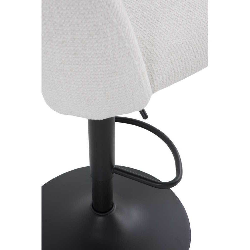 11643 Taburete alto regulable en altura de diseño moderno tapizado crema y base metal negro