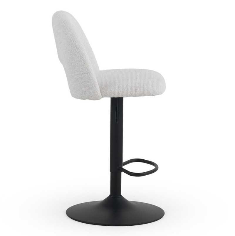 11643 Taburete alto regulable en altura de diseño moderno tapizado crema y base metal negro