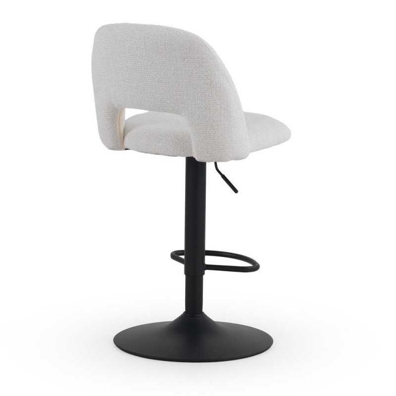 11643 Taburete alto regulable en altura de diseño moderno tapizado crema y base metal negro