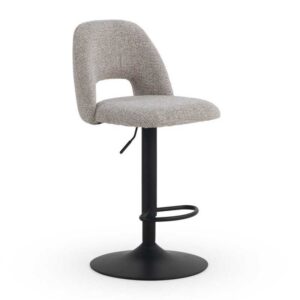 11644 Taburete alto regulable en altura de diseño moderno tapizado marrón y base metal negro