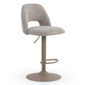 11646 Taburete alto regulable en altura de diseño moderno tapizado marrón y base metal topo