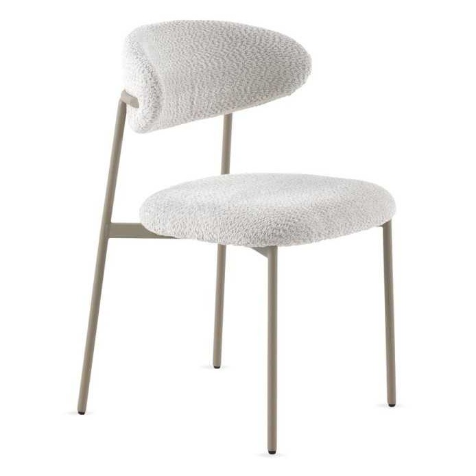 11648 Silla de diseño moderno tapizado blanco y patas metal topo