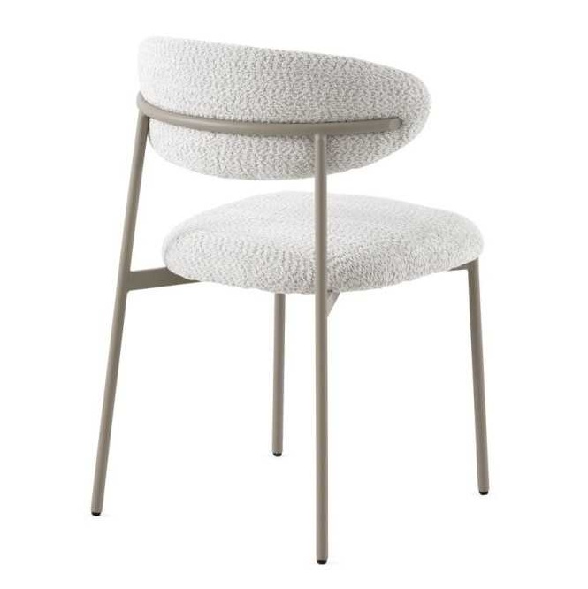 11648 Silla de diseño moderno tapizado blanco y patas metal topo
