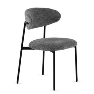 11651 Silla de diseño moderno tapizado gris oscuro y patas metal negro