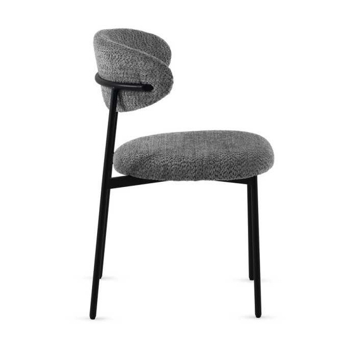 11651 Silla de diseño moderno tapizado gris oscuro y patas metal negro
