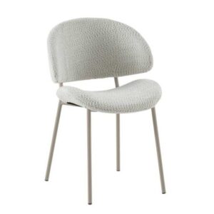 11653 Silla de diseño moderno formas redondeadas tapizado crema y patas metal topo