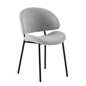 11654 Silla de diseño moderno formas redondeadas tapizado gris claro y patas metal negro