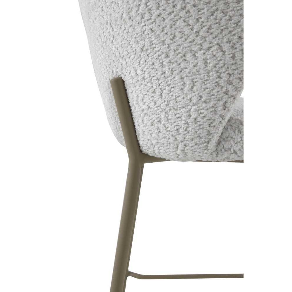 11656 Taburete alto diseño moderno tapizado color blanco y patas metal topo