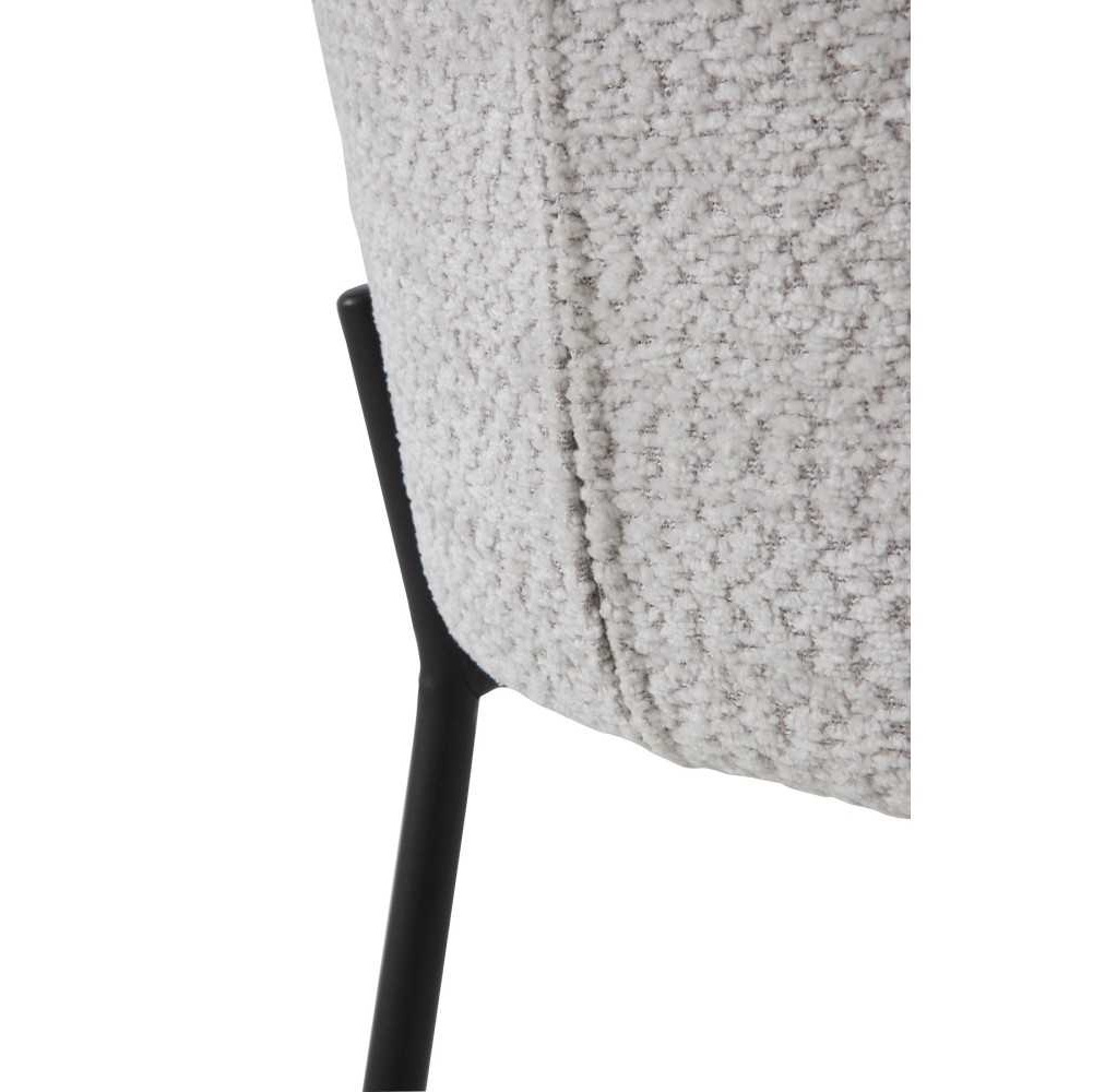 11658 Taburete alto diseño moderno tapizado gris claro y patas metal negro